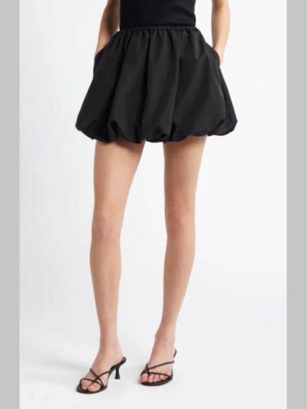 Open Edit Womens Taffeta Bubble Skirt in Black Size S